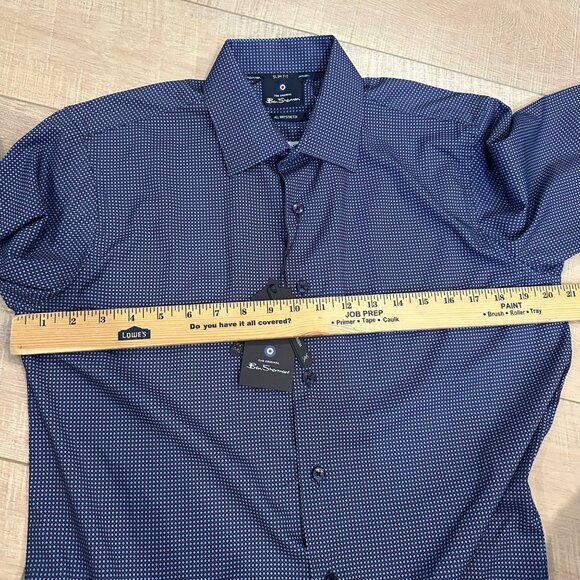 BEN SHERMAN MENS BLUE AND PURPLE LONG SLEEVE BUTTON SHIRT NEW SLIM FIT 15/15 1/2 - Picture 10 of 11